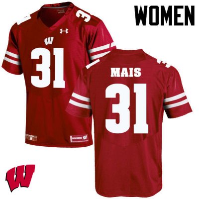 Women's Wisconsin Badgers NCAA #31 Tyler Mais Red Authentic Under Armour Stitched College Football Jersey XU31Y75MD
